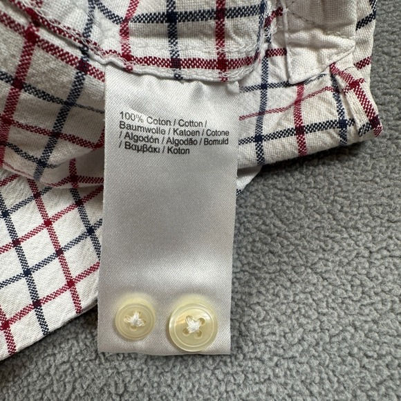 Lacoste Button Down Shirt Mens Classic Fit 45 (XL) Short Sleeve Red Plaid Pocket - Picture 6 of 7